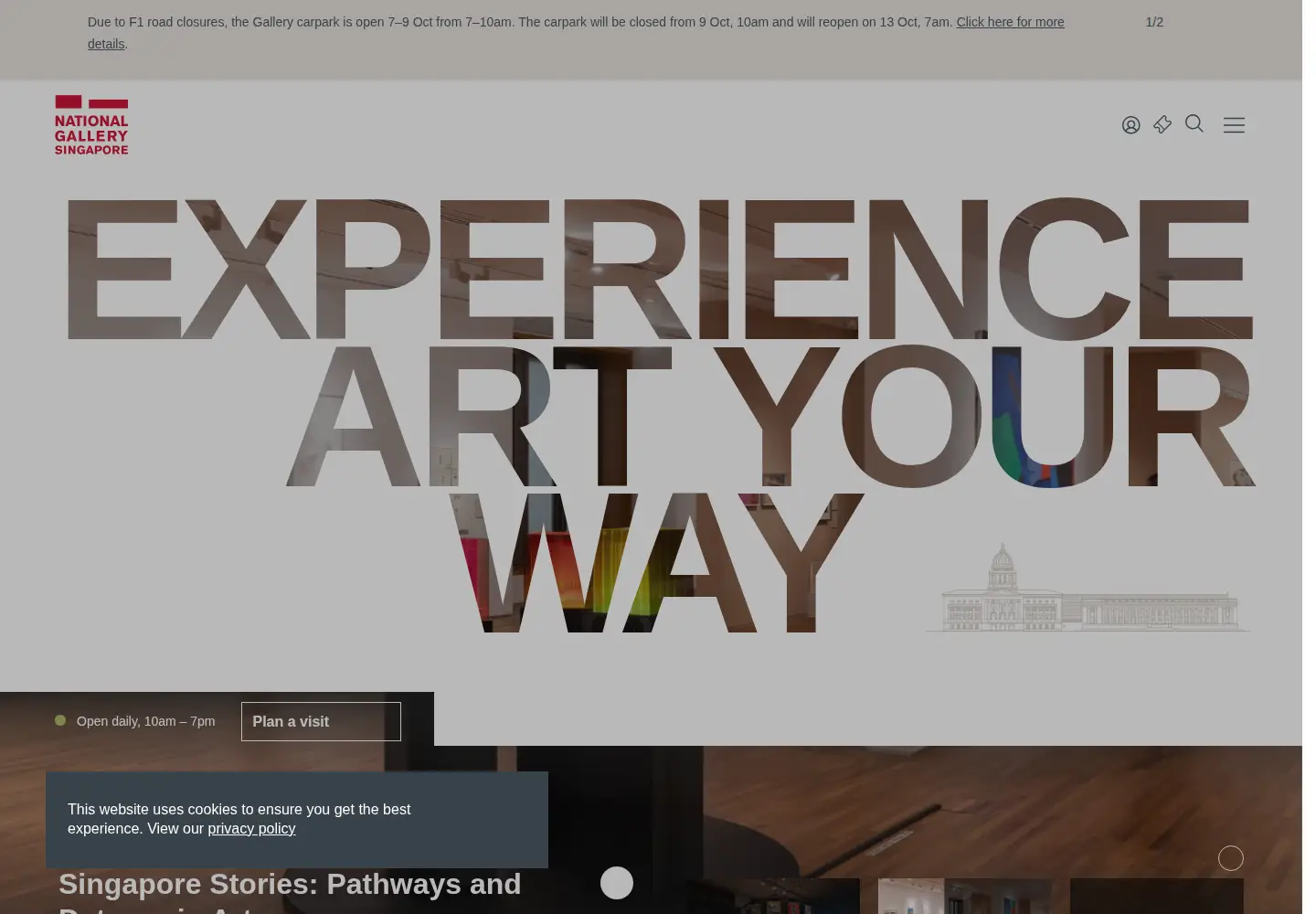 Captured homepage of nationalgallery.sg in the current scan