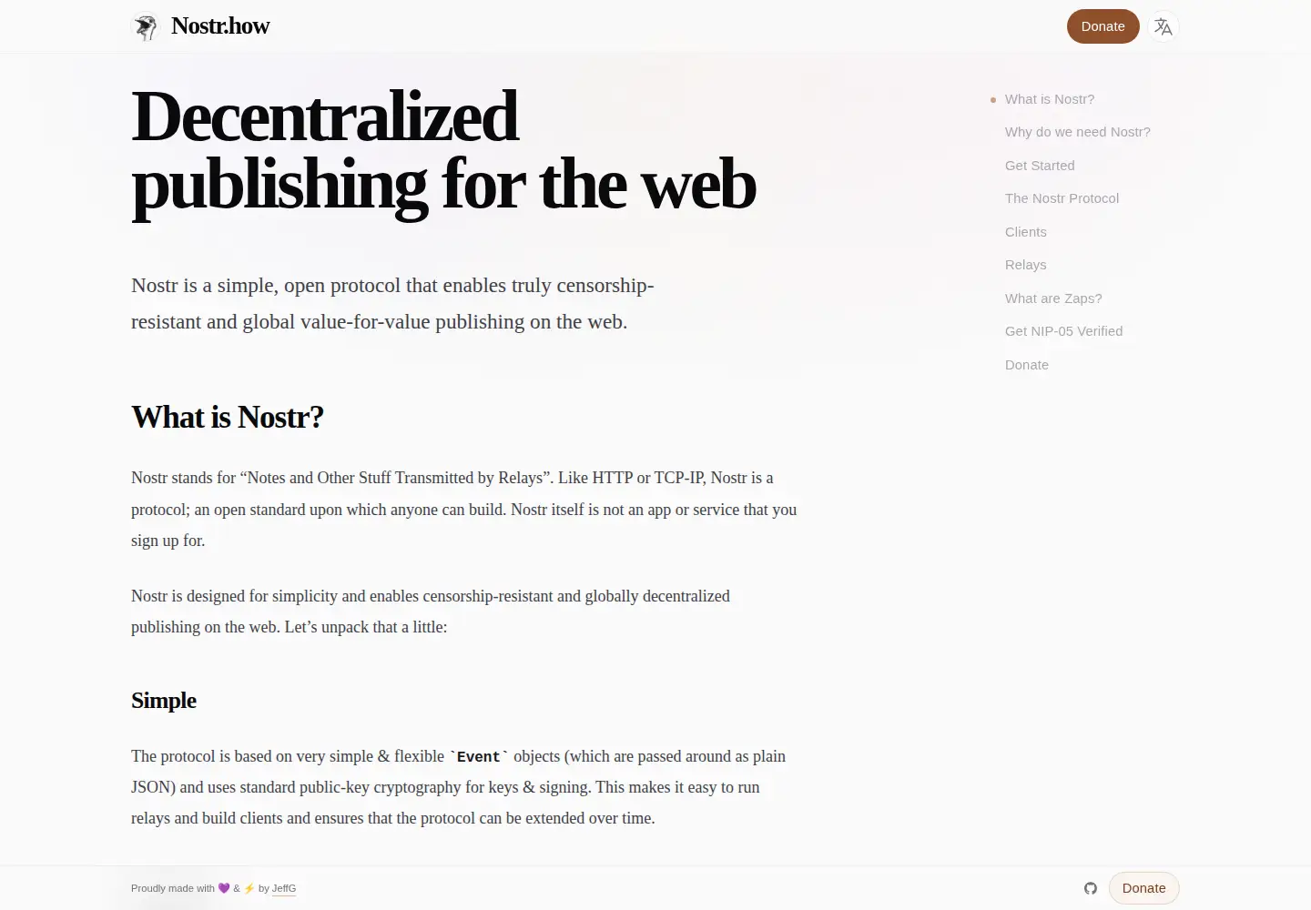 Captured homepage of nostr.how in the current scan