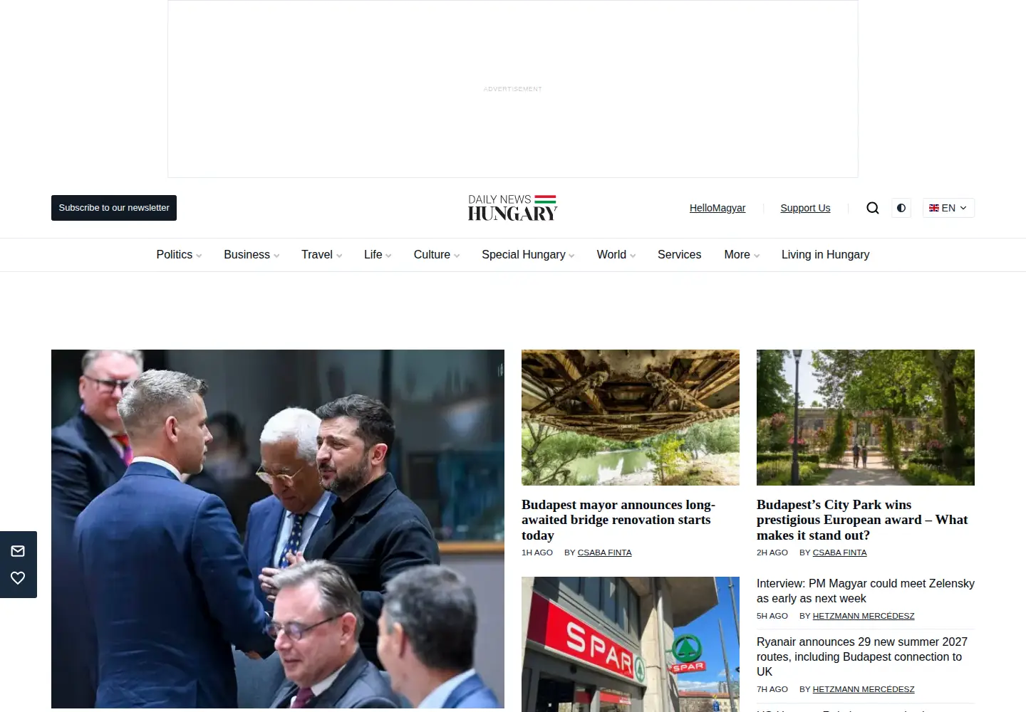 Captured homepage of dailynewshungary.com in the current scan