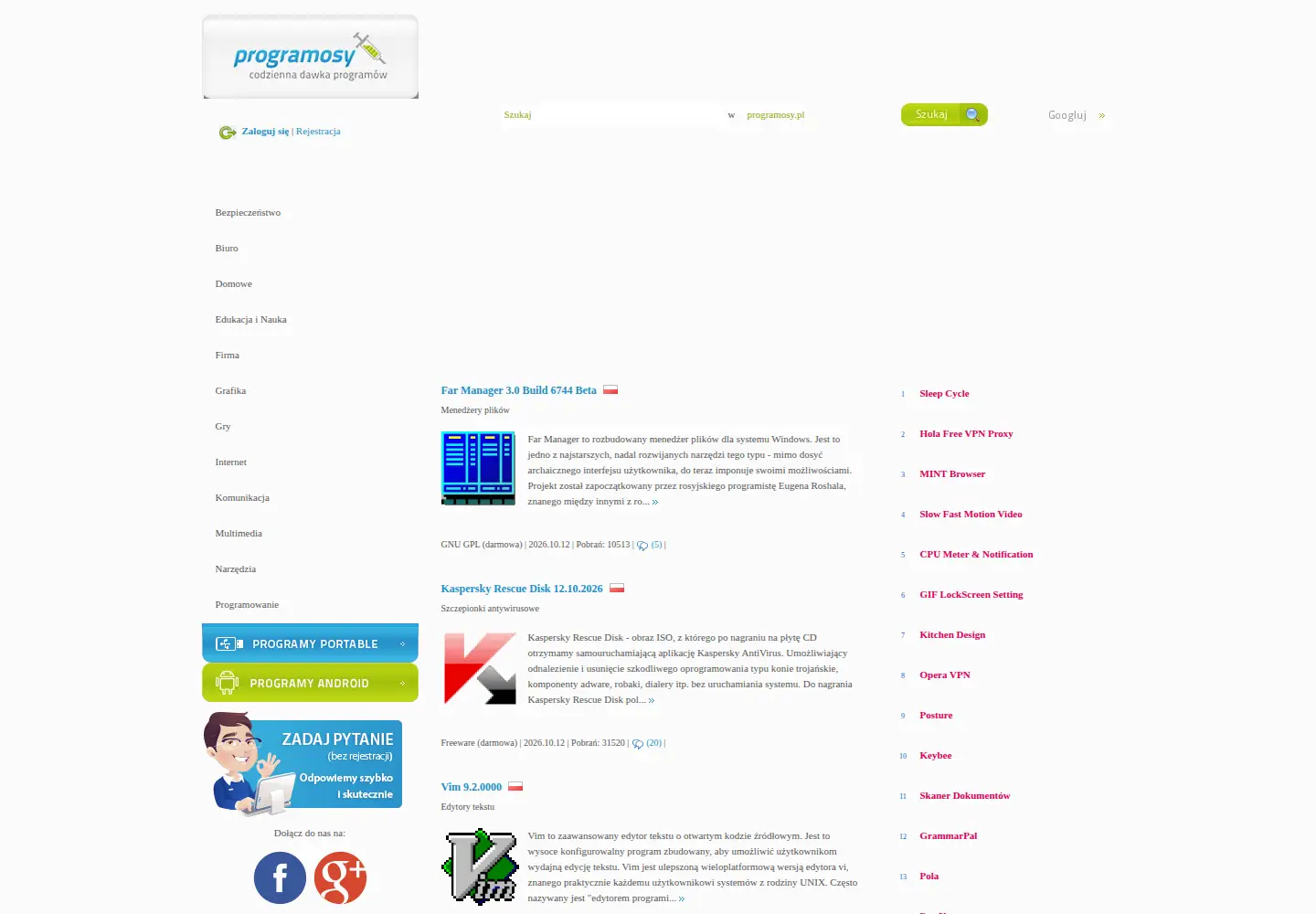 Screenshot of programosy.pl