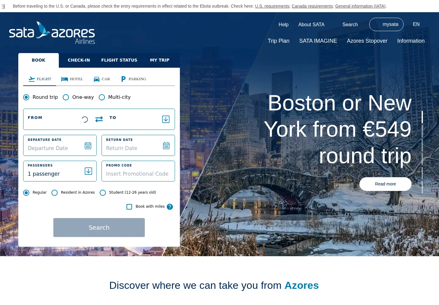 Screenshot of azoresairlines.pt