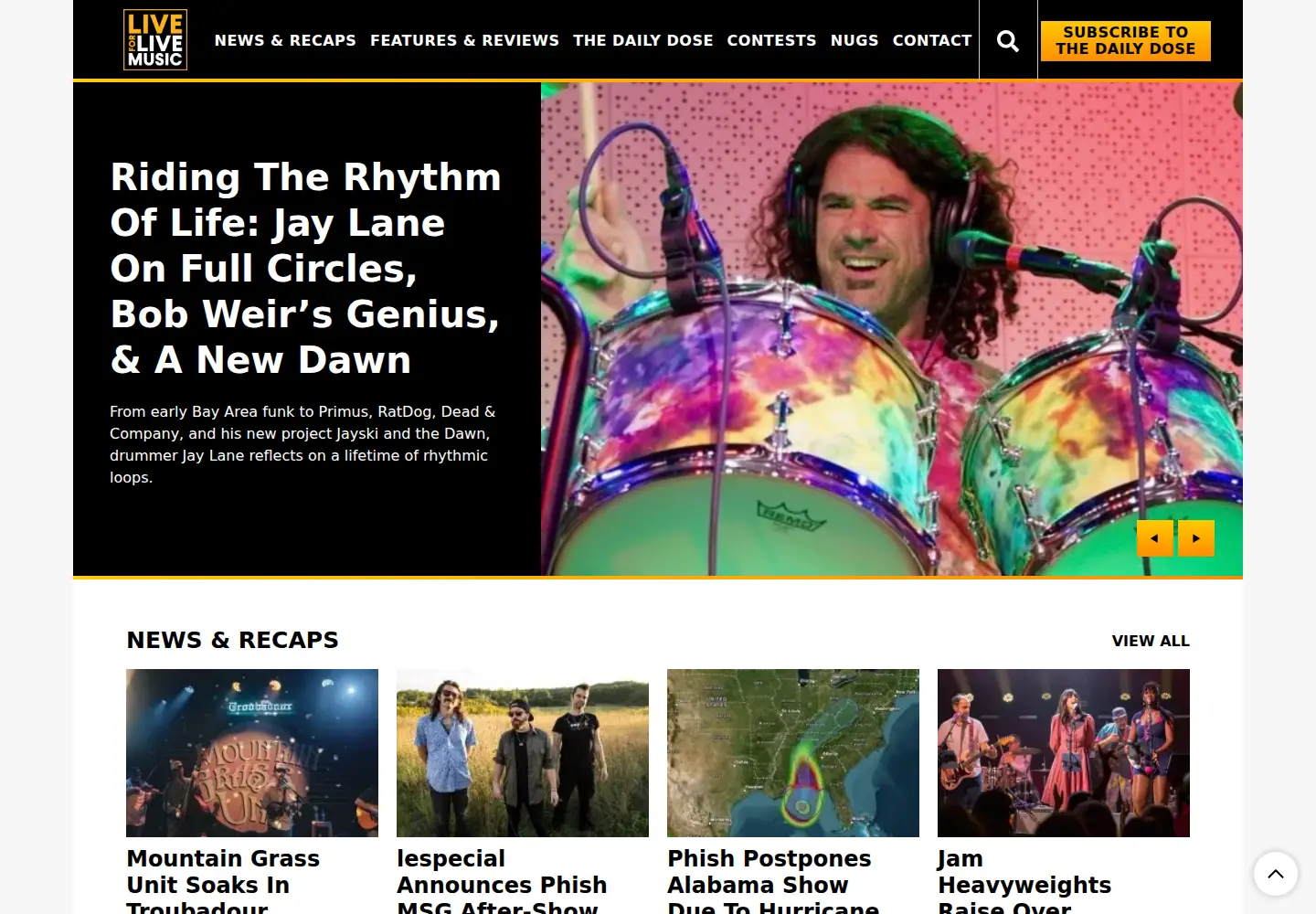 Captured homepage of liveforlivemusic.com in the current scan