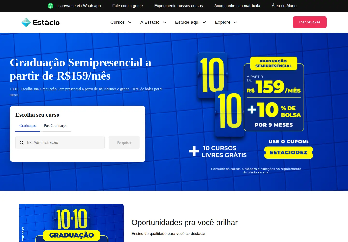 Screenshot of estacio.br
