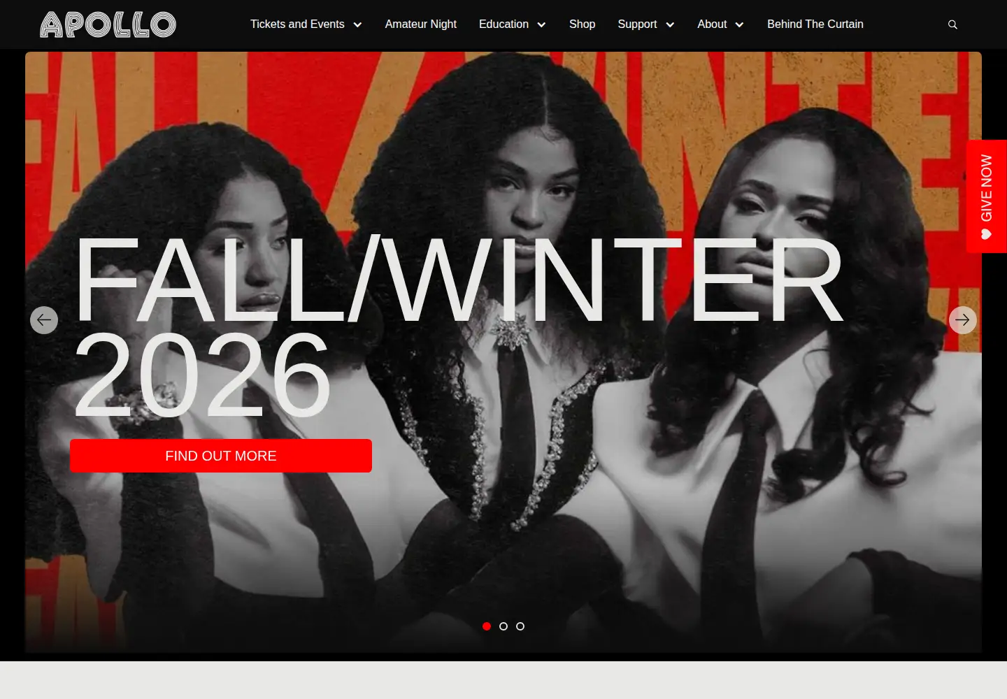 Screenshot of apollotheater.org