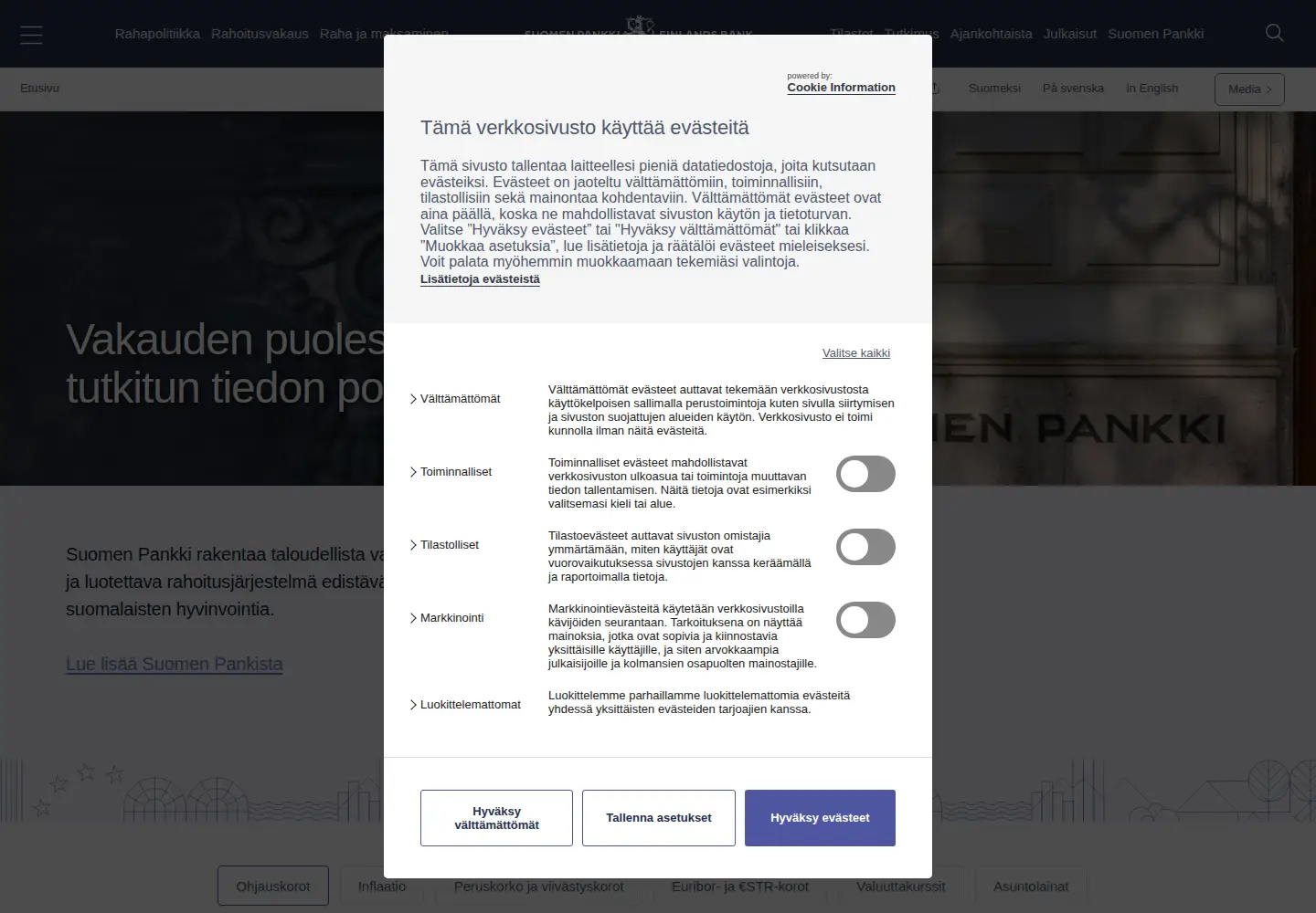 Screenshot of suomenpankki.fi