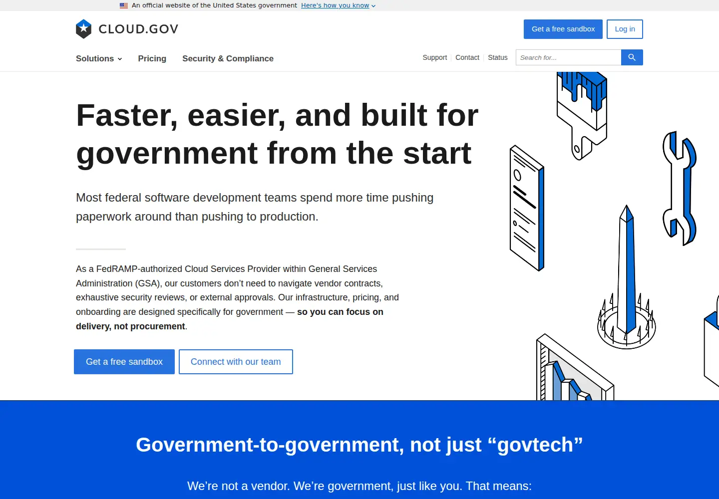 Captured homepage of cloud.gov in the current scan