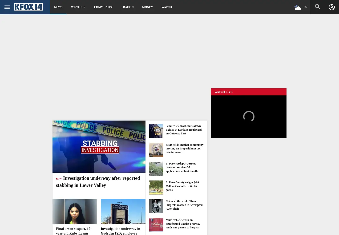 Captured homepage of kfoxtv.com in the current scan
