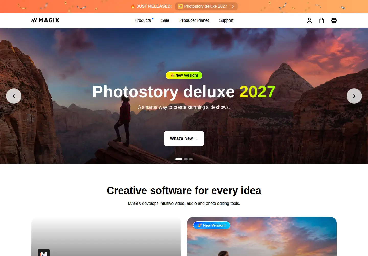 Captured homepage of magix.com in the current scan