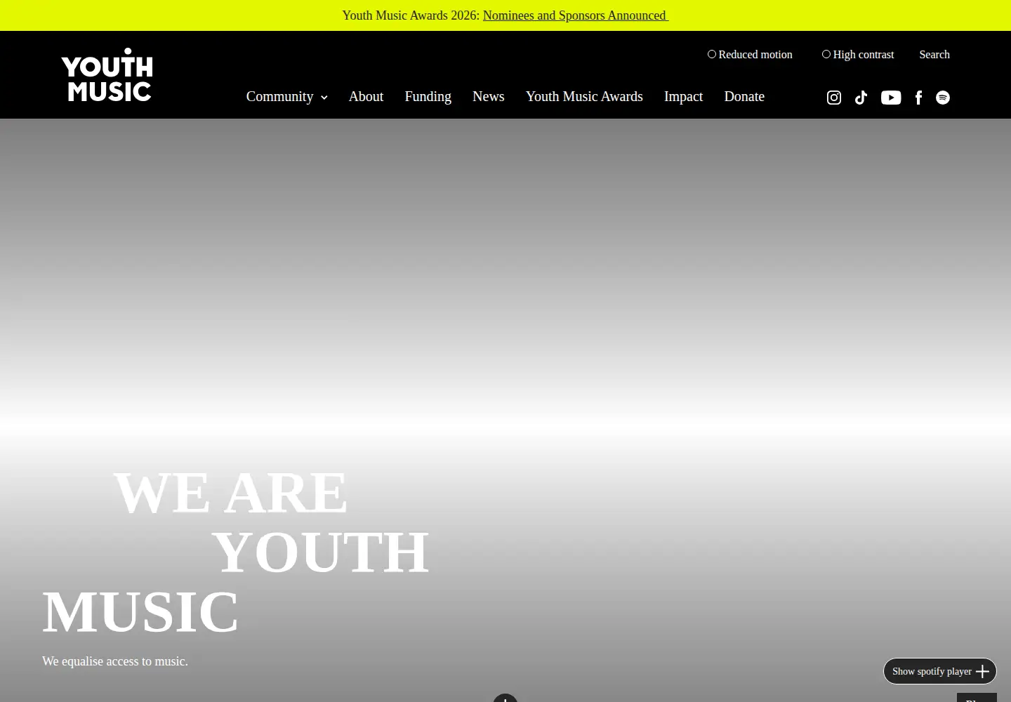 Screenshot of youthmusic.org.uk