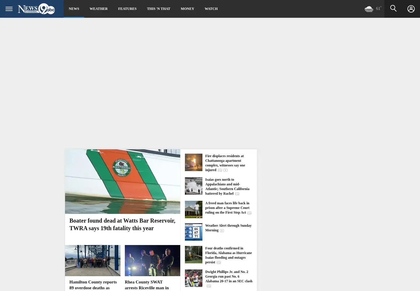 Screenshot of newschannel9.com