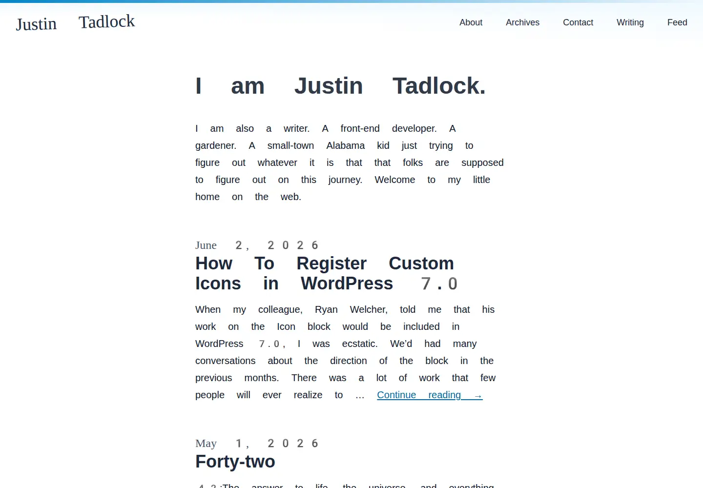 Screenshot of justintadlock.com