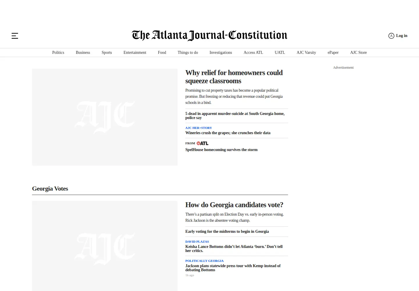Captured homepage of myajc.com in the current scan