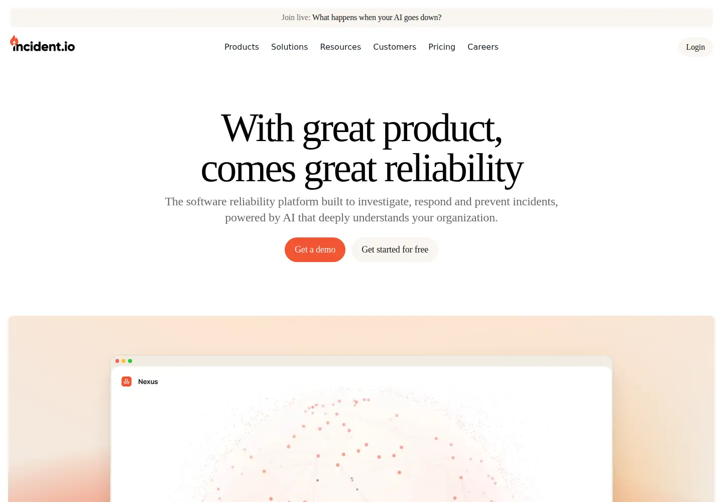 Captured homepage of incident.io in the current scan