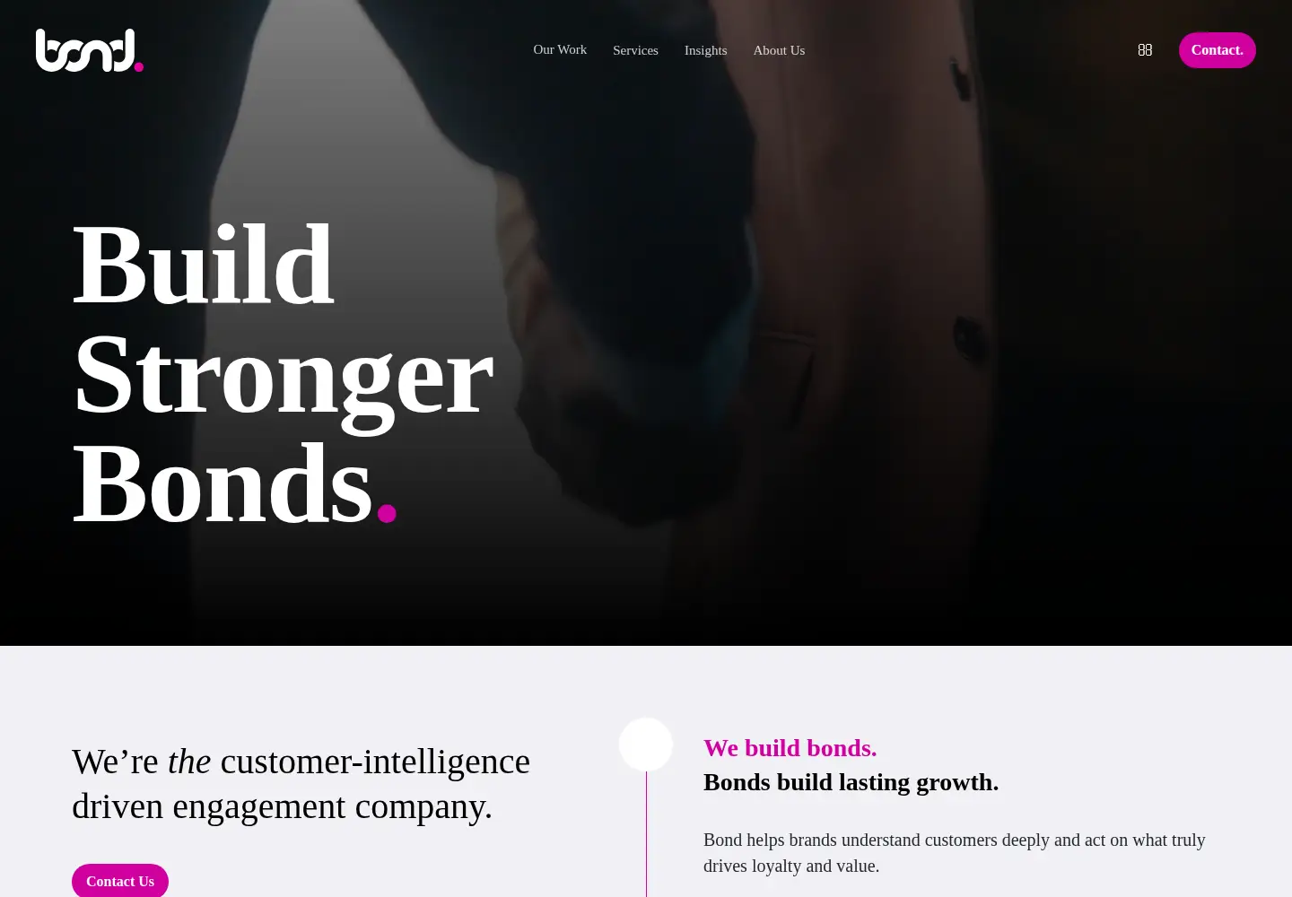 Captured homepage of bondbrandloyalty.com in the current scan