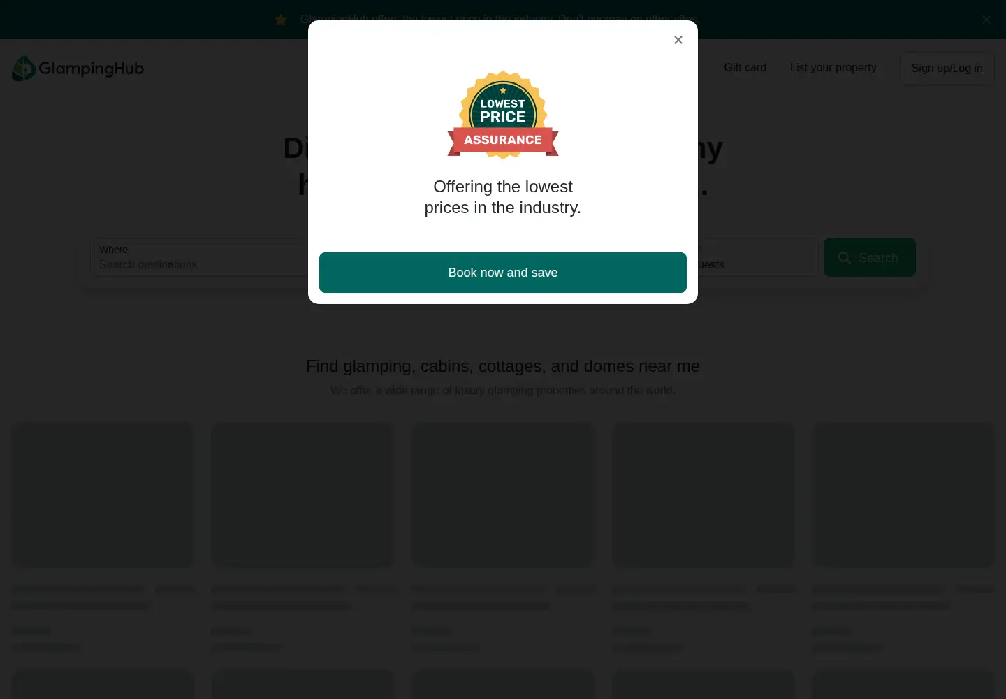 Screenshot of glampinghub.com