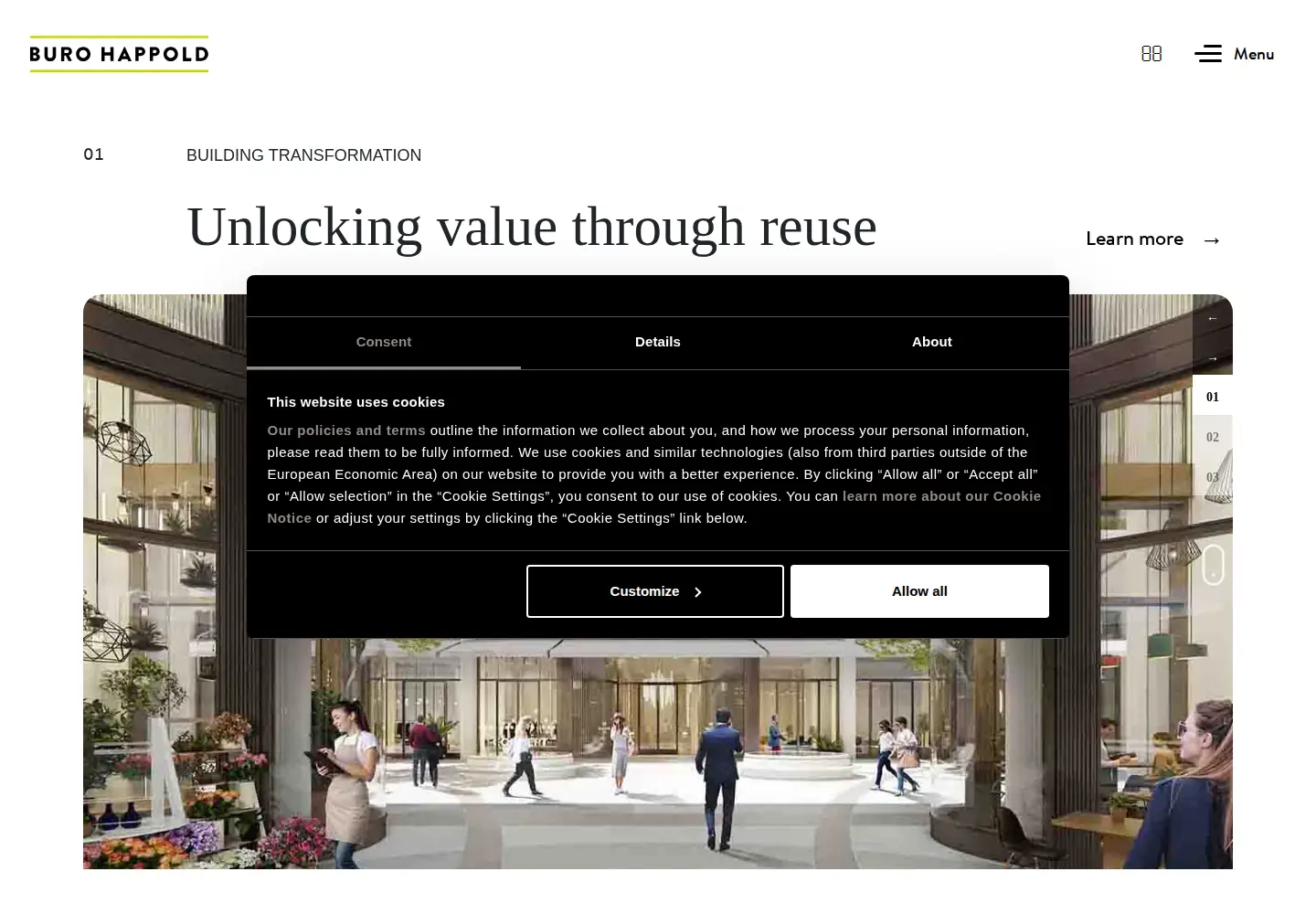 Captured homepage of burohappold.com in the current scan