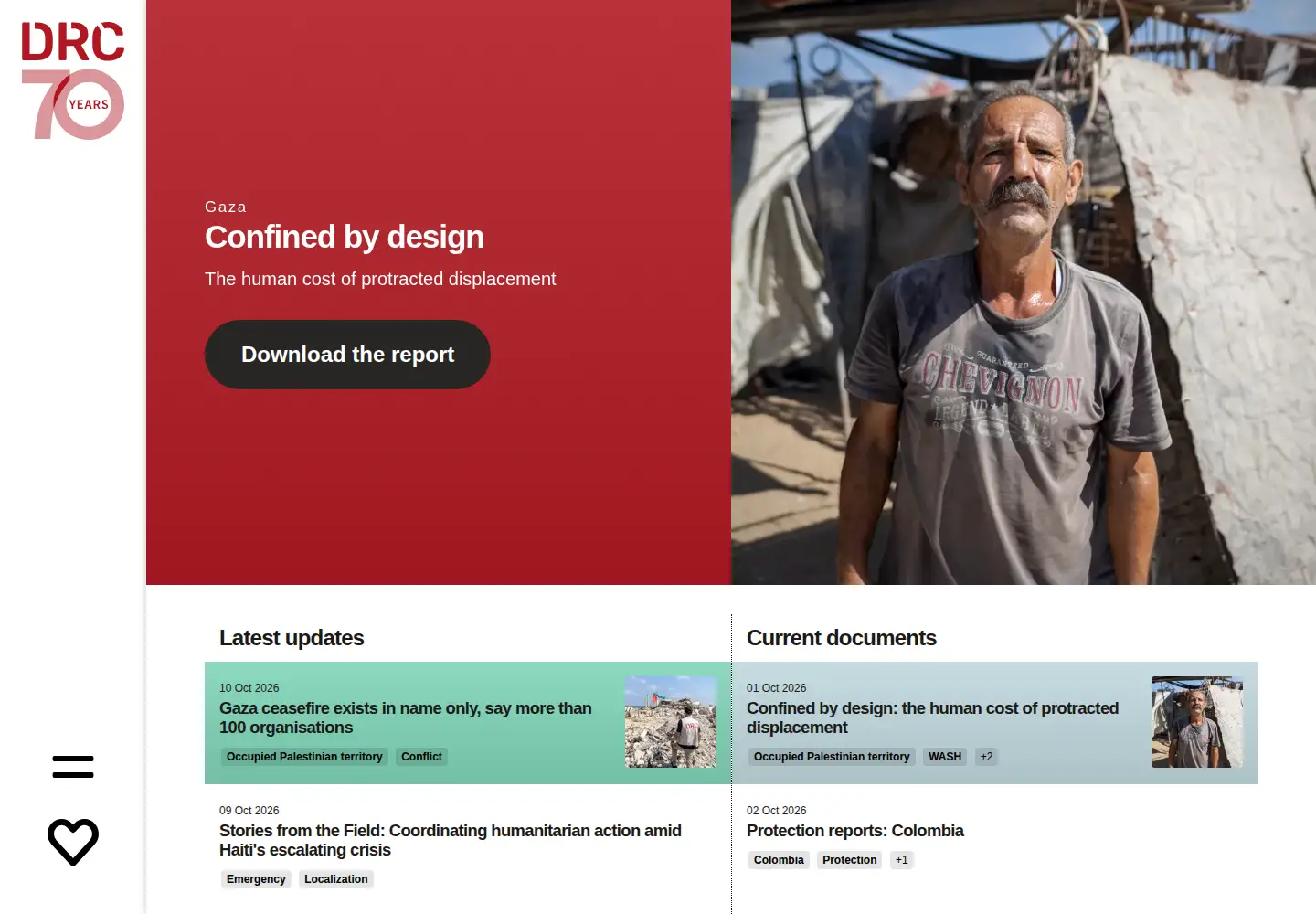 Captured homepage of drc.ngo in the current scan