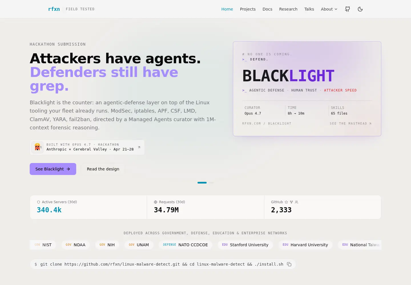 Screenshot of rfxn.com