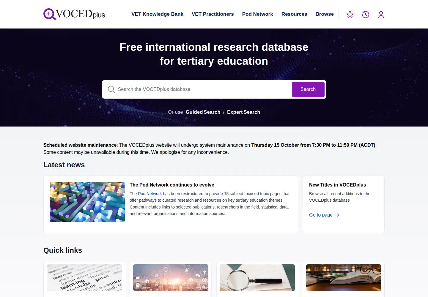 Screenshot of voced.edu.au