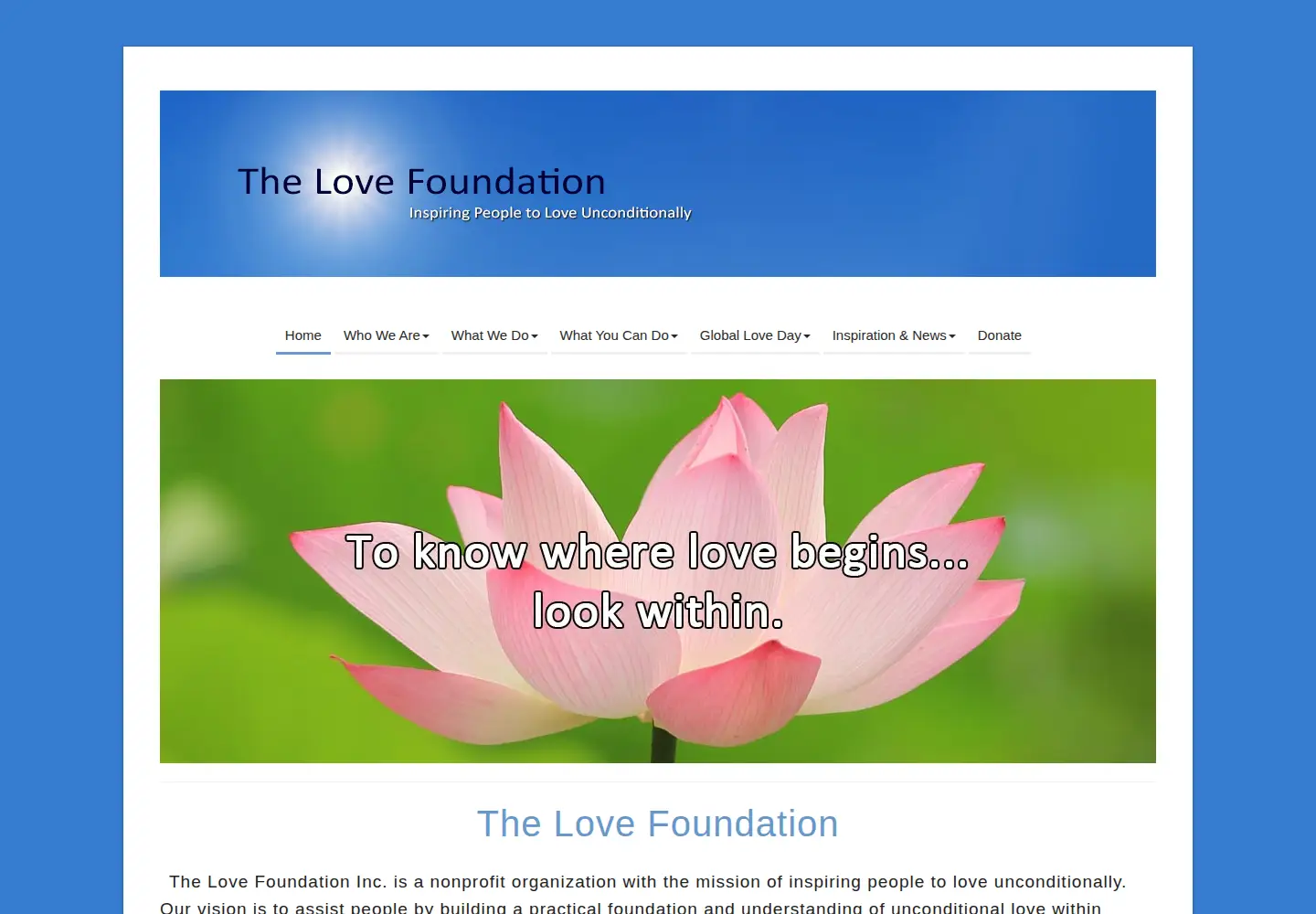 Captured homepage of thelovefoundation.com in the current scan