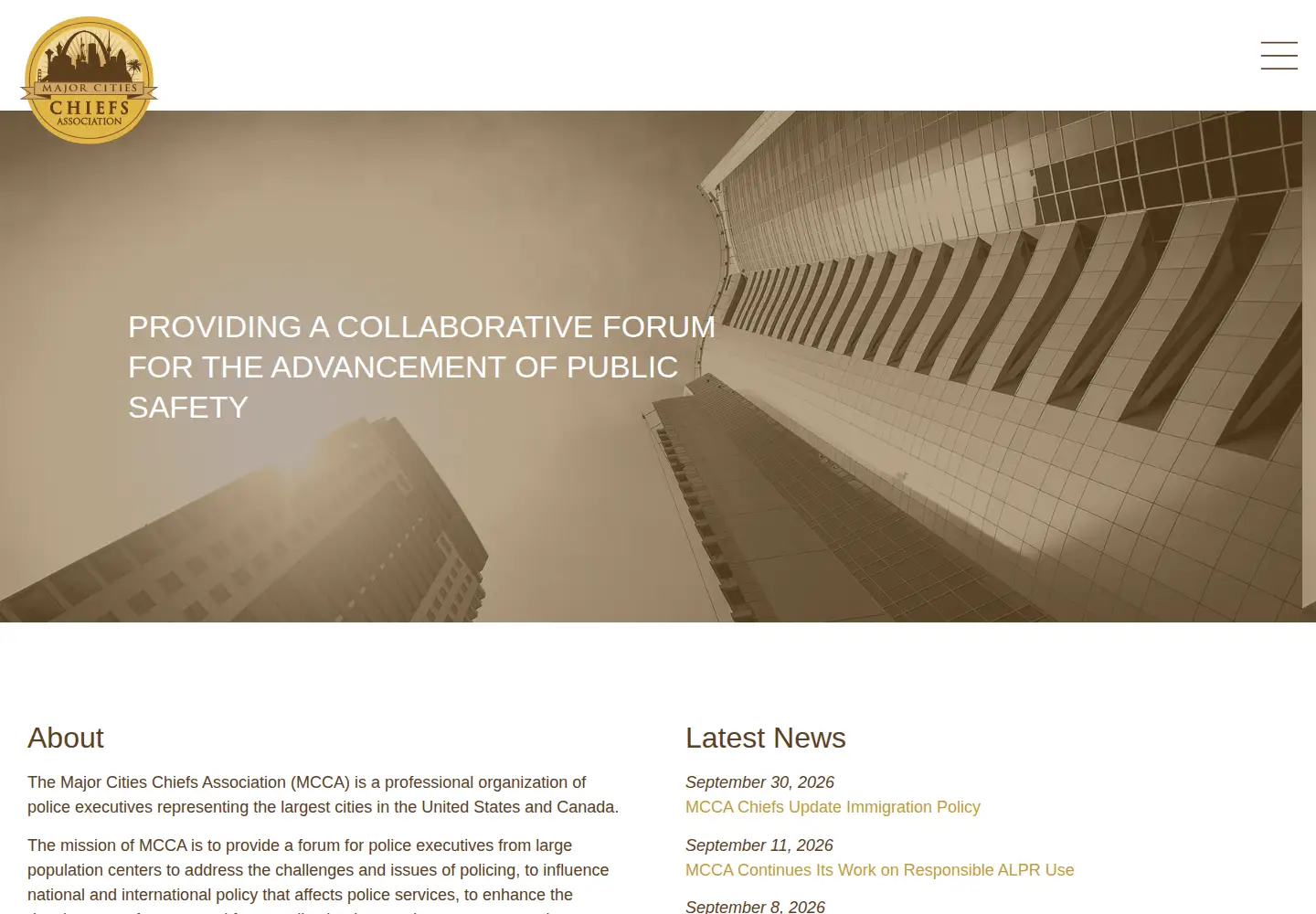 Captured homepage of majorcitieschiefs.com in the current scan
