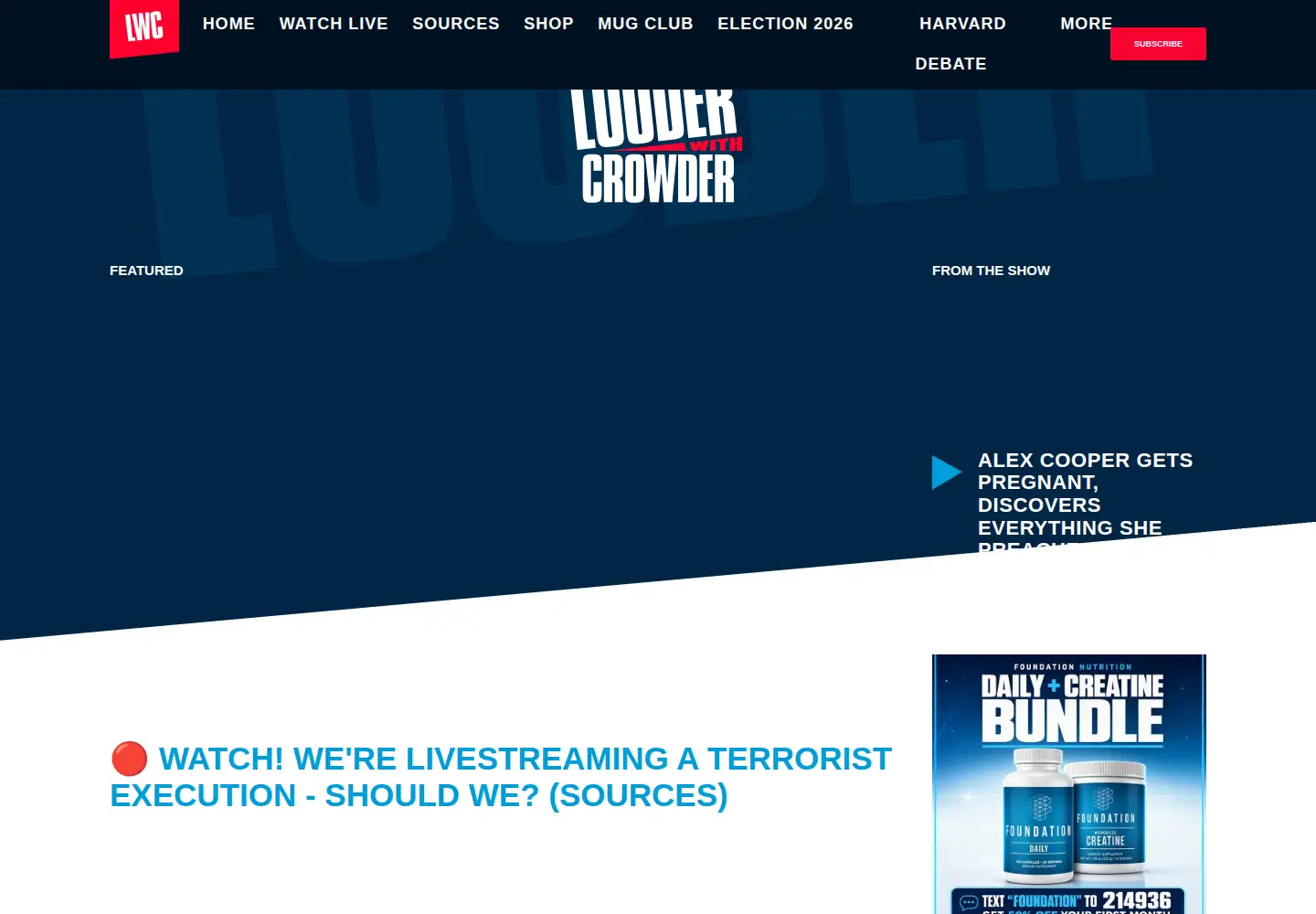 Captured homepage of louderwithcrowder.com in the current scan