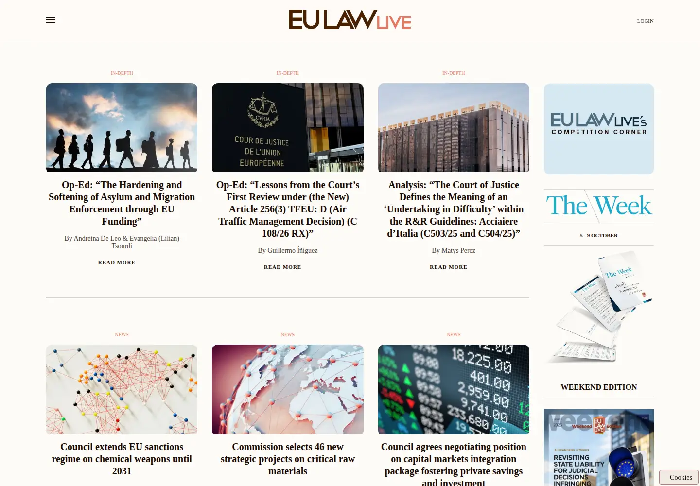 Captured homepage of eulawlive.com in the current scan
