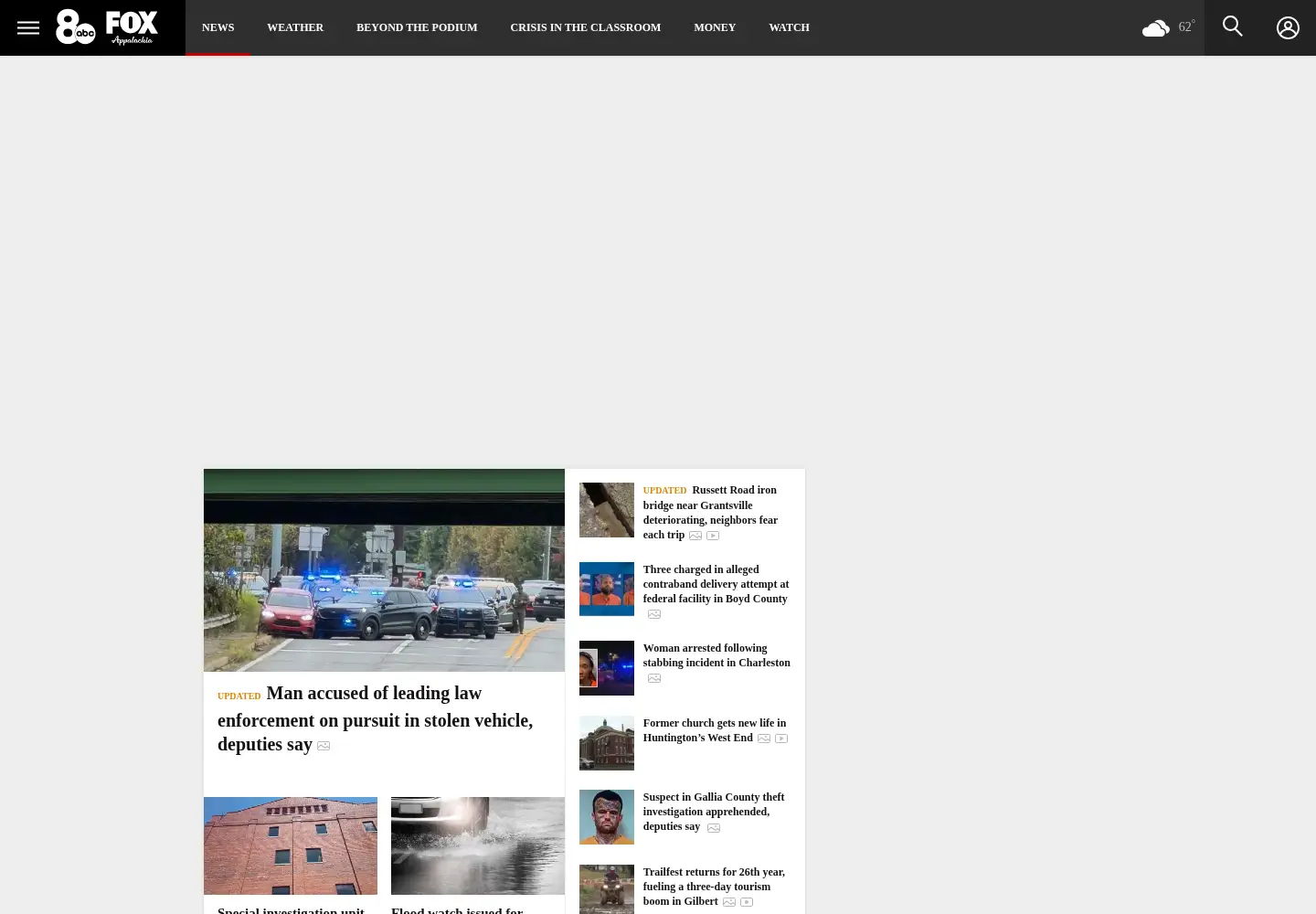 Captured homepage of wchstv.com in the current scan