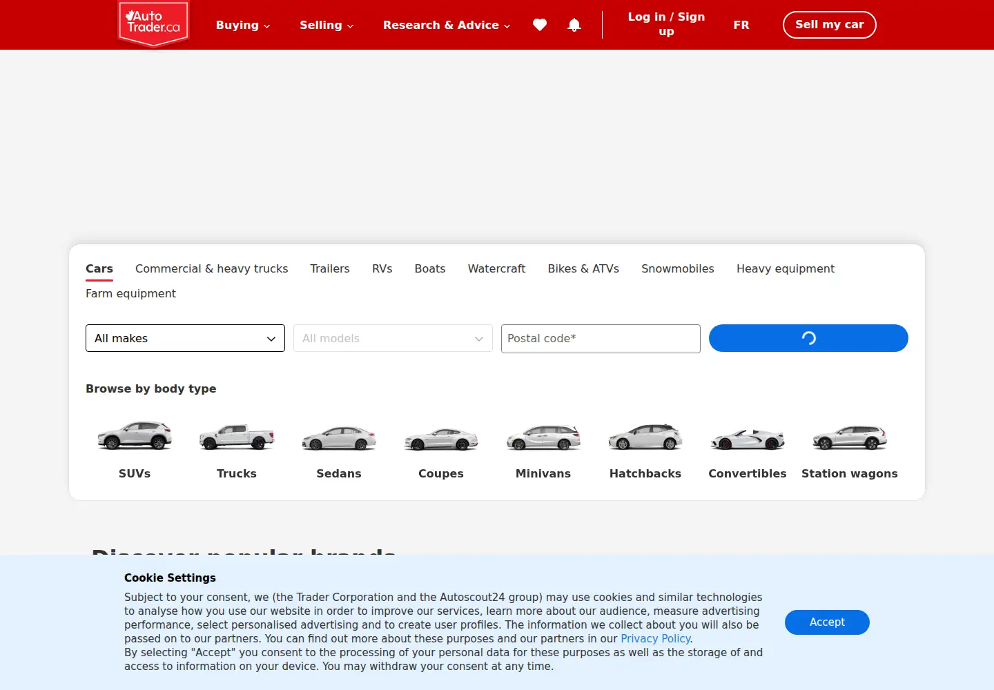 Screenshot of autotrader.ca