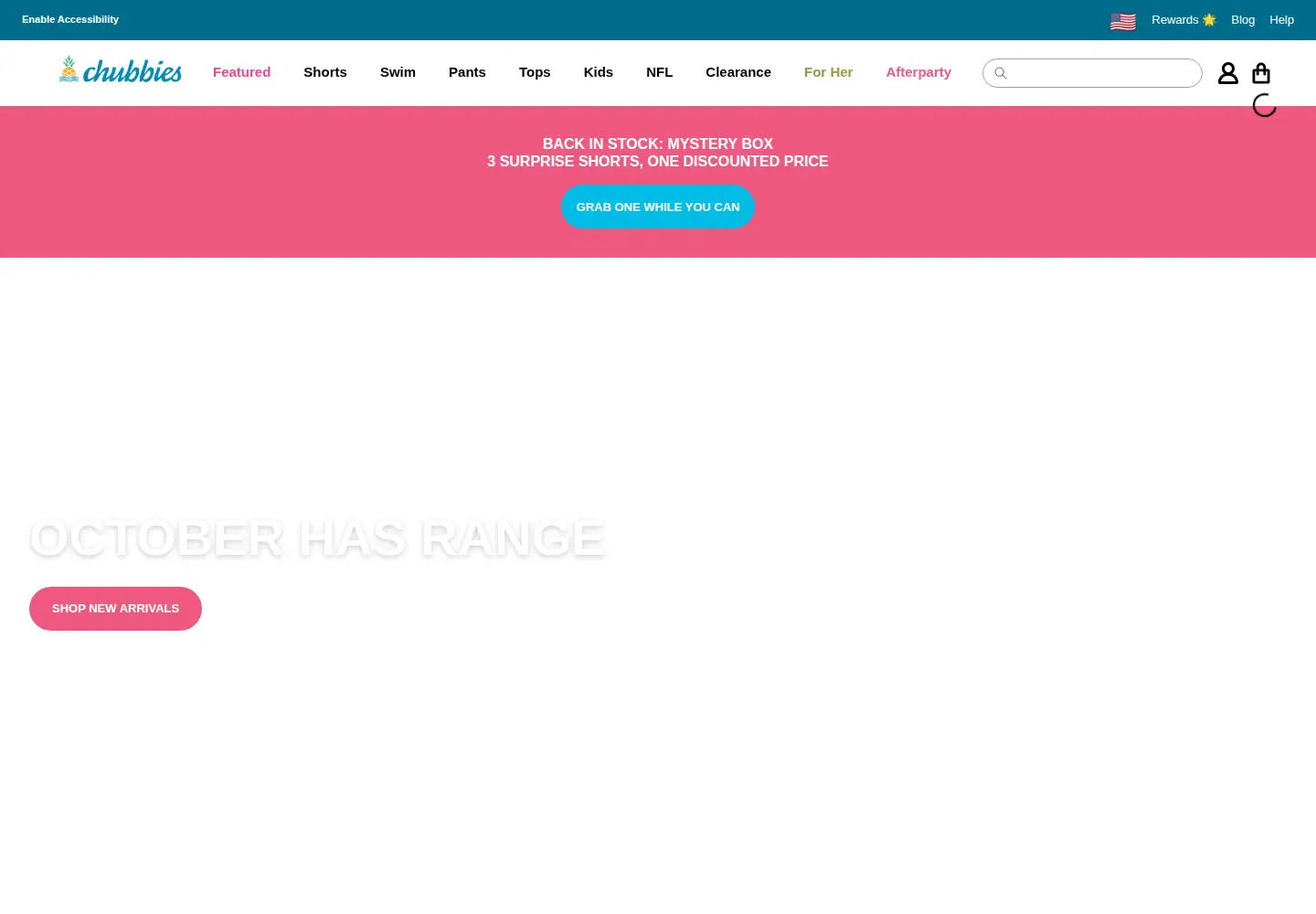 Screenshot of chubbiesshorts.com