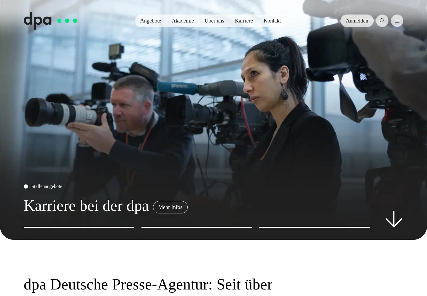 Captured homepage of dpa.com in the current scan