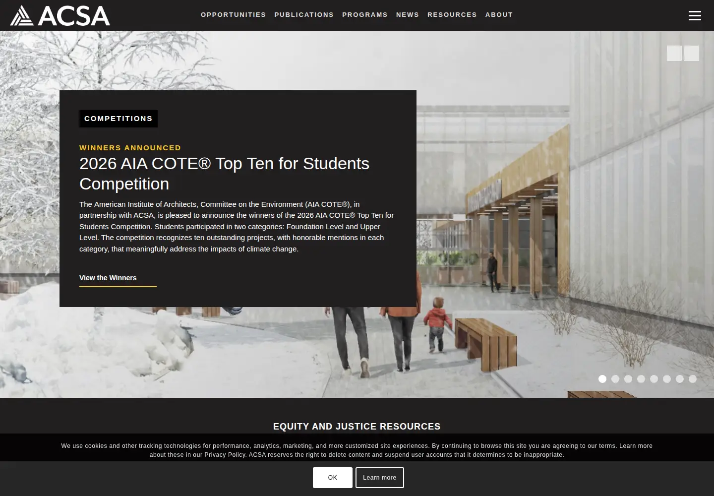 Captured homepage of acsa-arch.org in the current scan