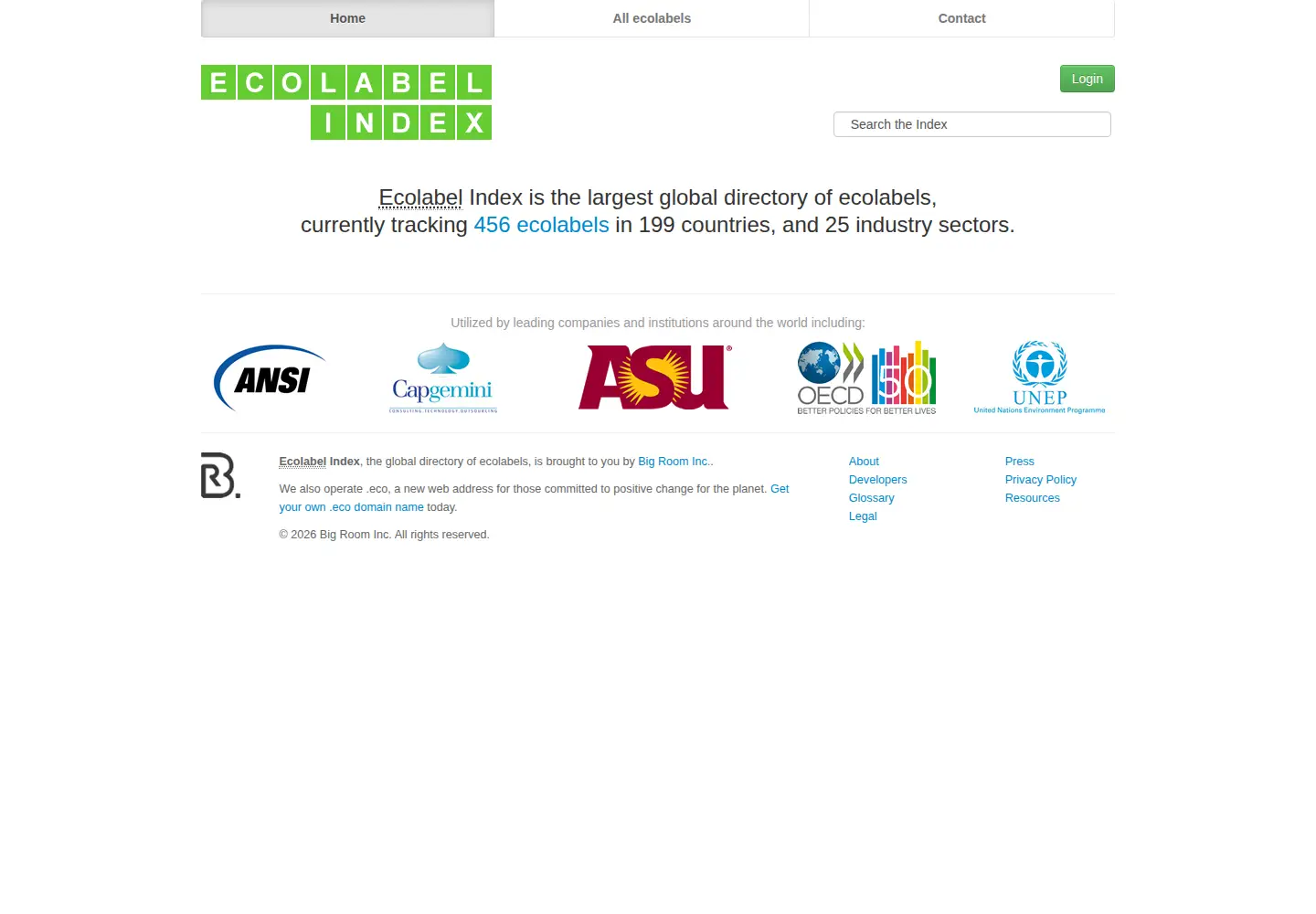Screenshot of ecolabelindex.com