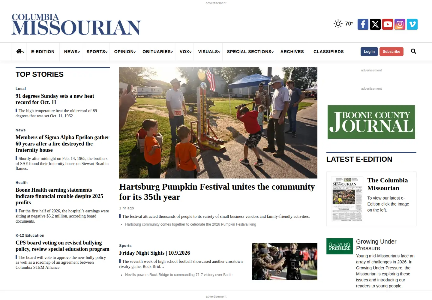Screenshot of columbiamissourian.com