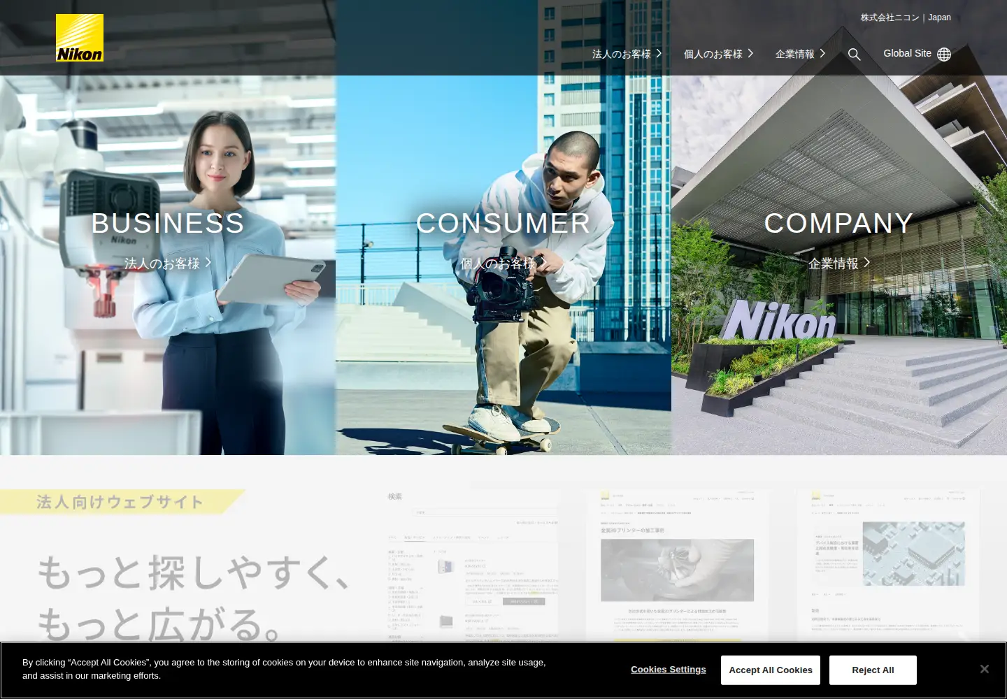 Screenshot of nikon.co.jp