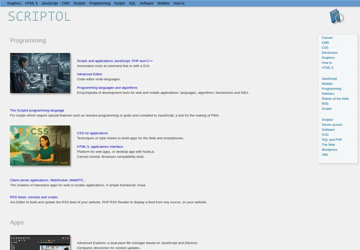 Captured homepage of scriptol.com in the current scan