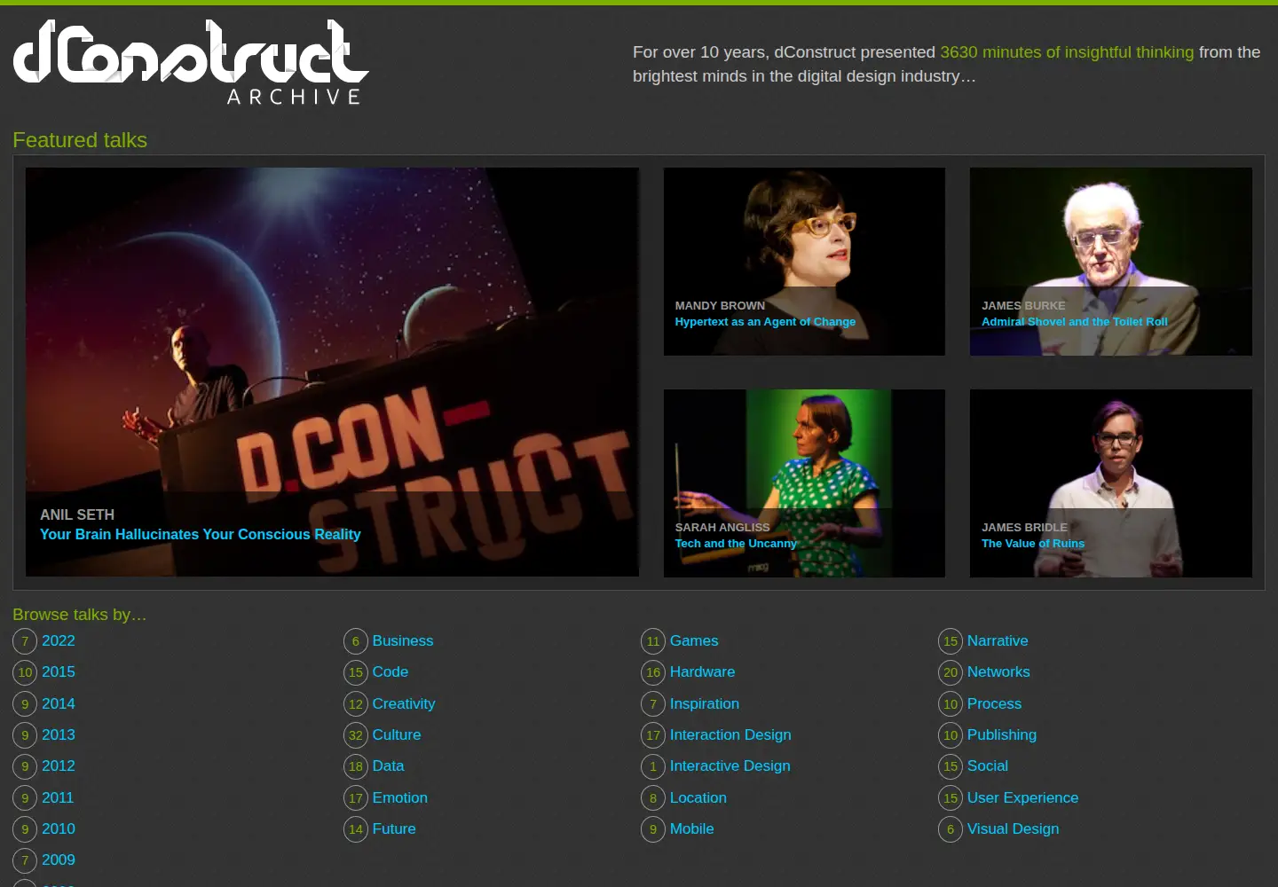 Captured homepage of dconstruct.org in the current scan