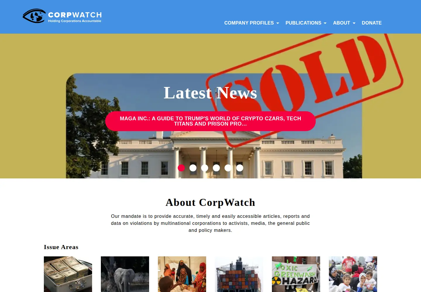 Screenshot of corpwatch.org