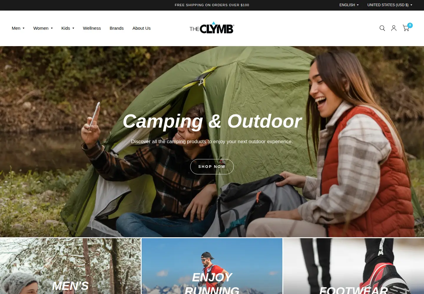 Captured homepage of theclymb.com in the current scan