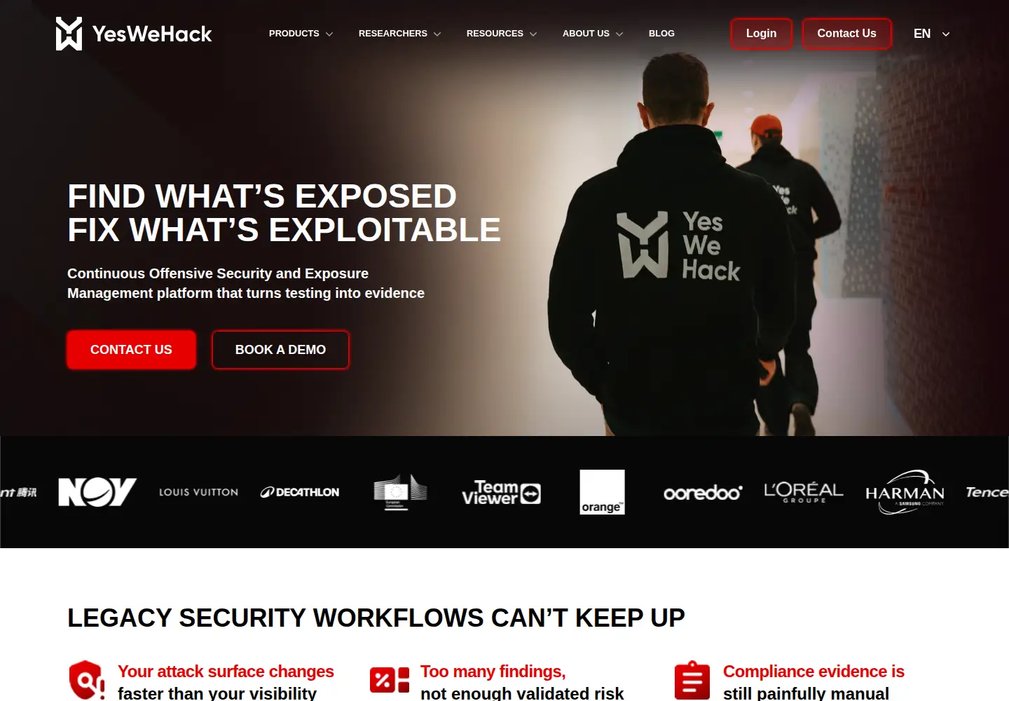 Captured homepage of yeswehack.com in the current scan