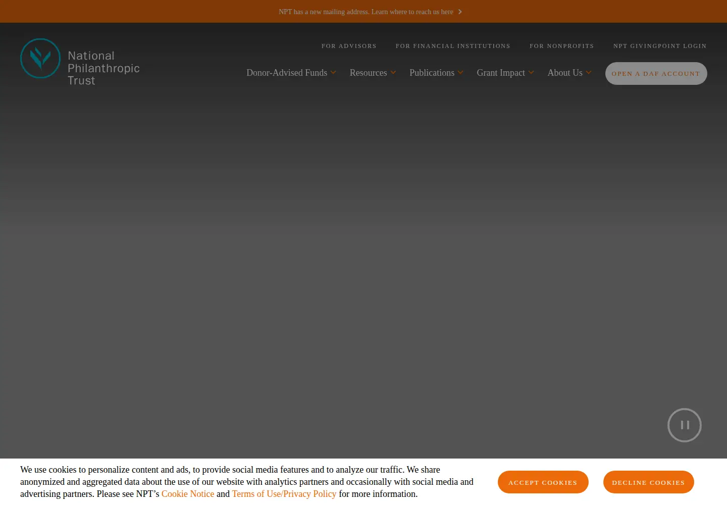 Captured homepage of nptrust.org in the current scan