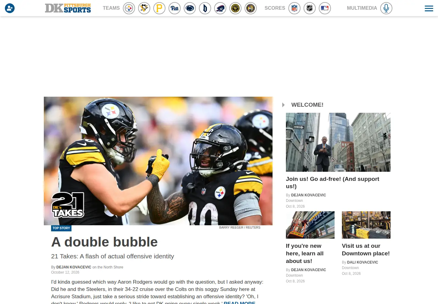 Screenshot of dkpittsburghsports.com