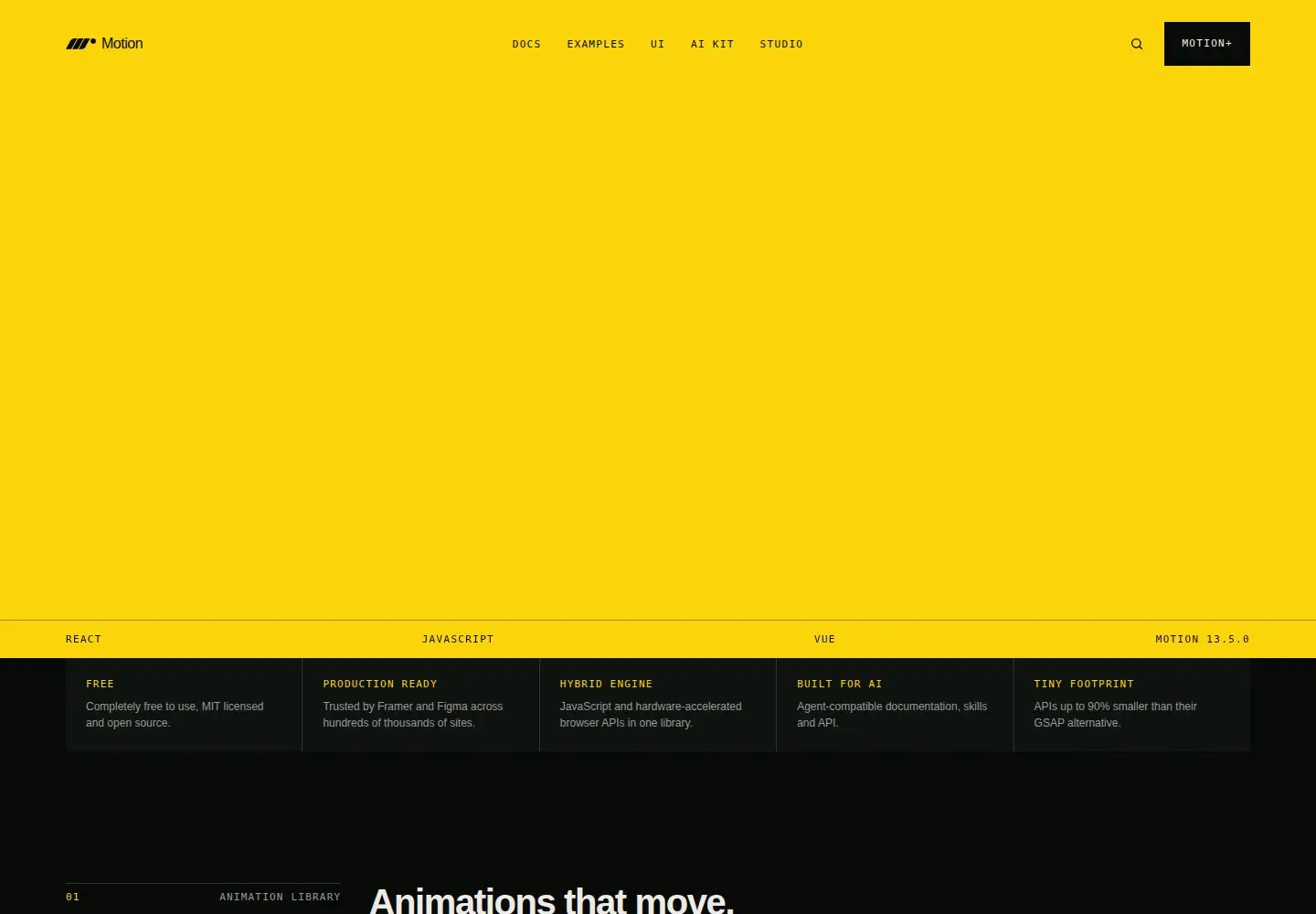 Screenshot of motion.dev