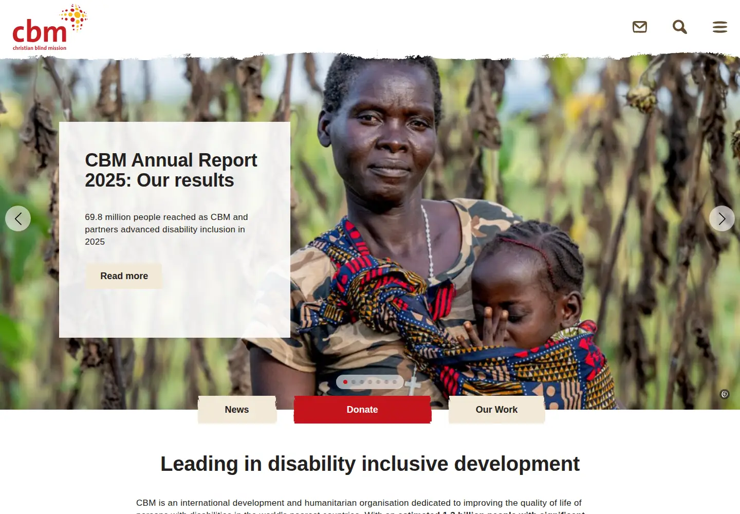Captured homepage of cbm.org in the current scan