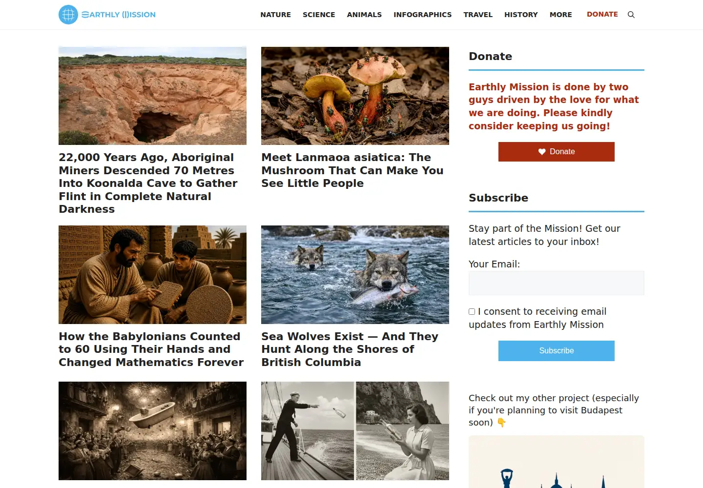Screenshot of earthlymission.com
