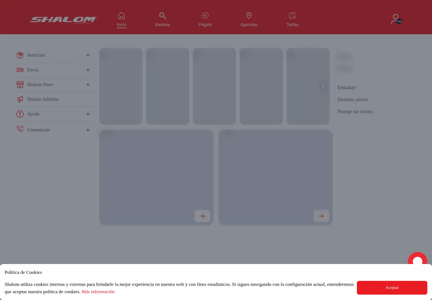 Captured homepage of shalom.com.pe in the current scan
