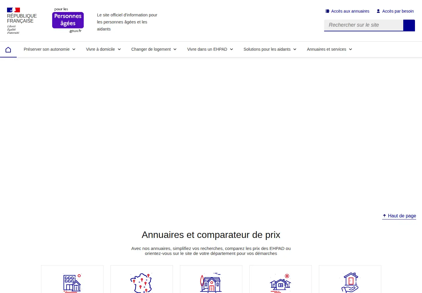 Captured homepage of pour-les-personnes-agees.gouv.fr in the current scan