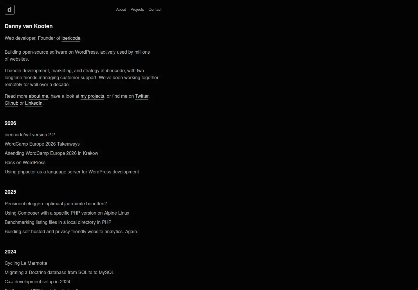 Screenshot of dannyvankooten.com