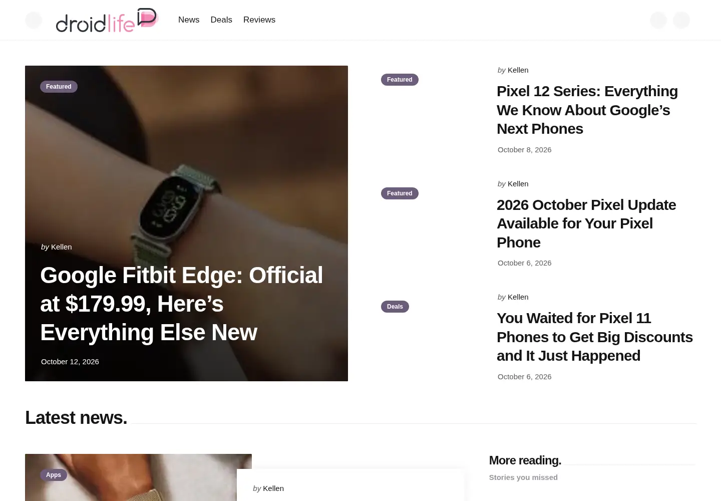 Captured homepage of droid-life.com in the current scan