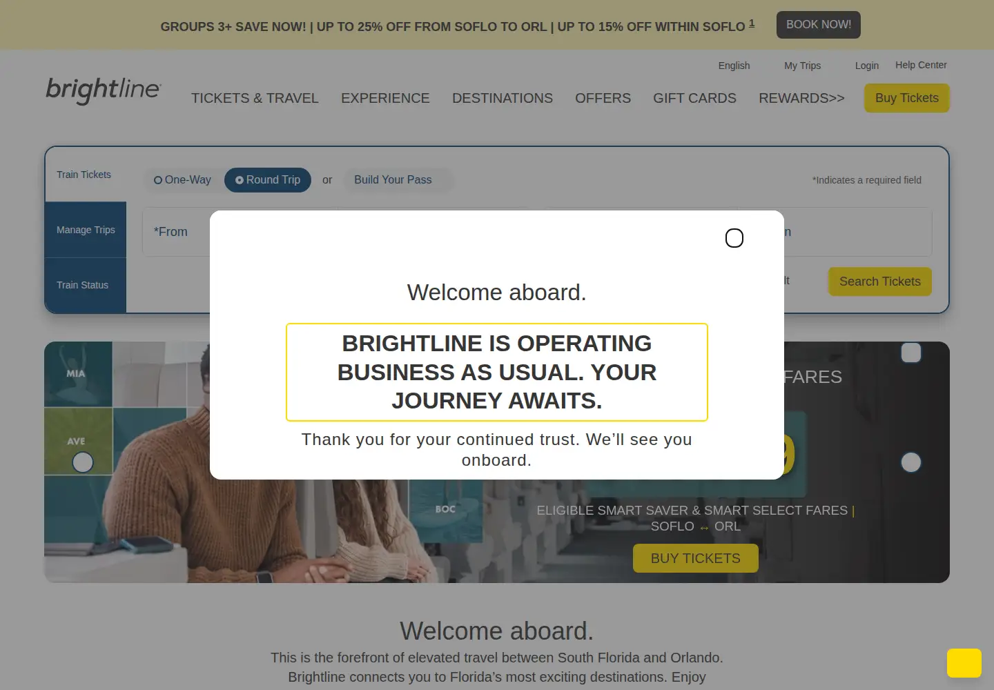 Screenshot of gobrightline.com